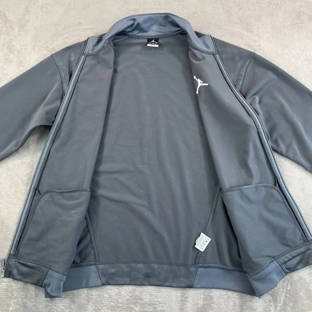 Nike Jordan Flight Jumpman‎ Logo Track Jacket Men XL Grey Geometric Full Zip